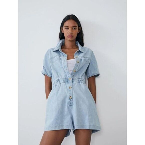 Denim jumpsuit Zara 8197/028/400-NWOT - Picture 2 of 6